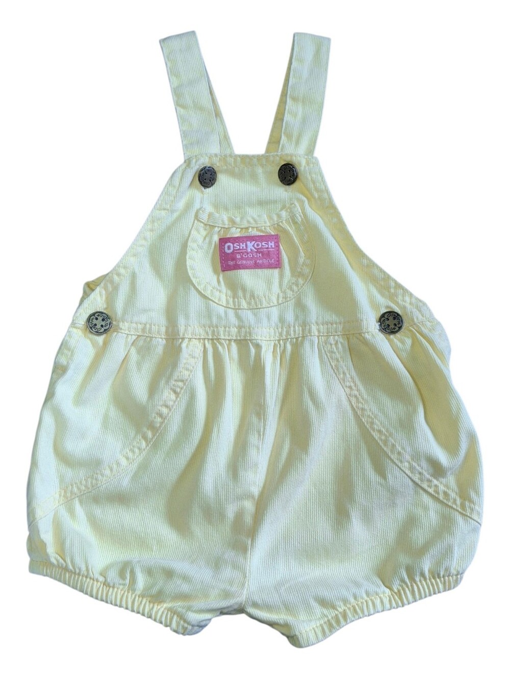 VTG 1995 OshKosh B'gosh Butter Yellow Corduroy Baby Bubble Shortall Overall 18mo